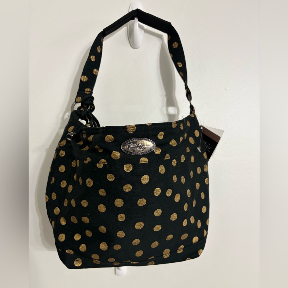 Donna Sharp  Black Shoulder Bag with Gold Polka Dots NWT